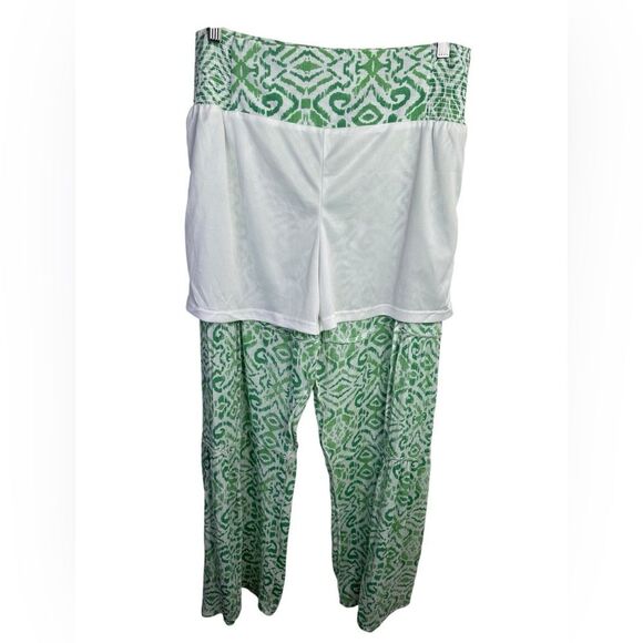 Nanette Lepore Green Print Palazzo Wide Leg Pant Size M - Picture 7 of 11